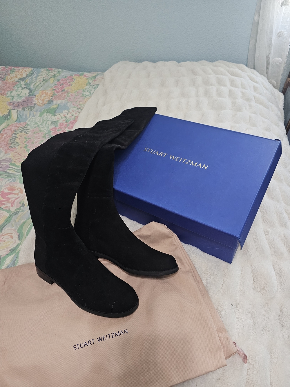 Stuart Weitzman Black Suede Over-the-Knee Boots